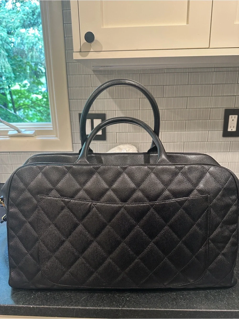 Chanel Timeless CC Black Quilted Caviar Leather Bowler XL
